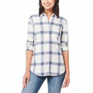 NWoT Weatherproof Vintage Women ComfortStretch Flanel Shirt Blue Sz S $60 1HL265